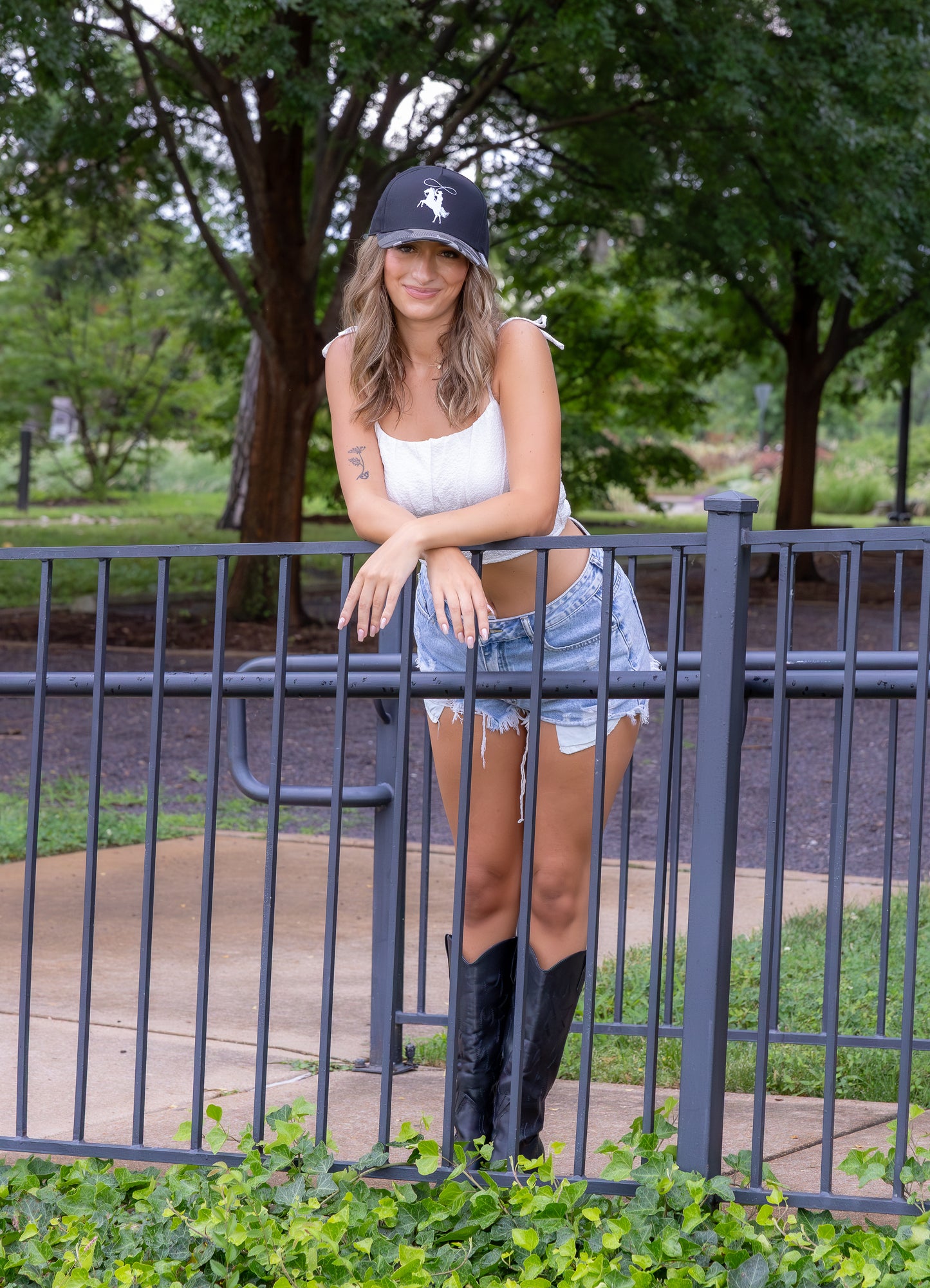 Cowboy Black Hat with Camo Brim