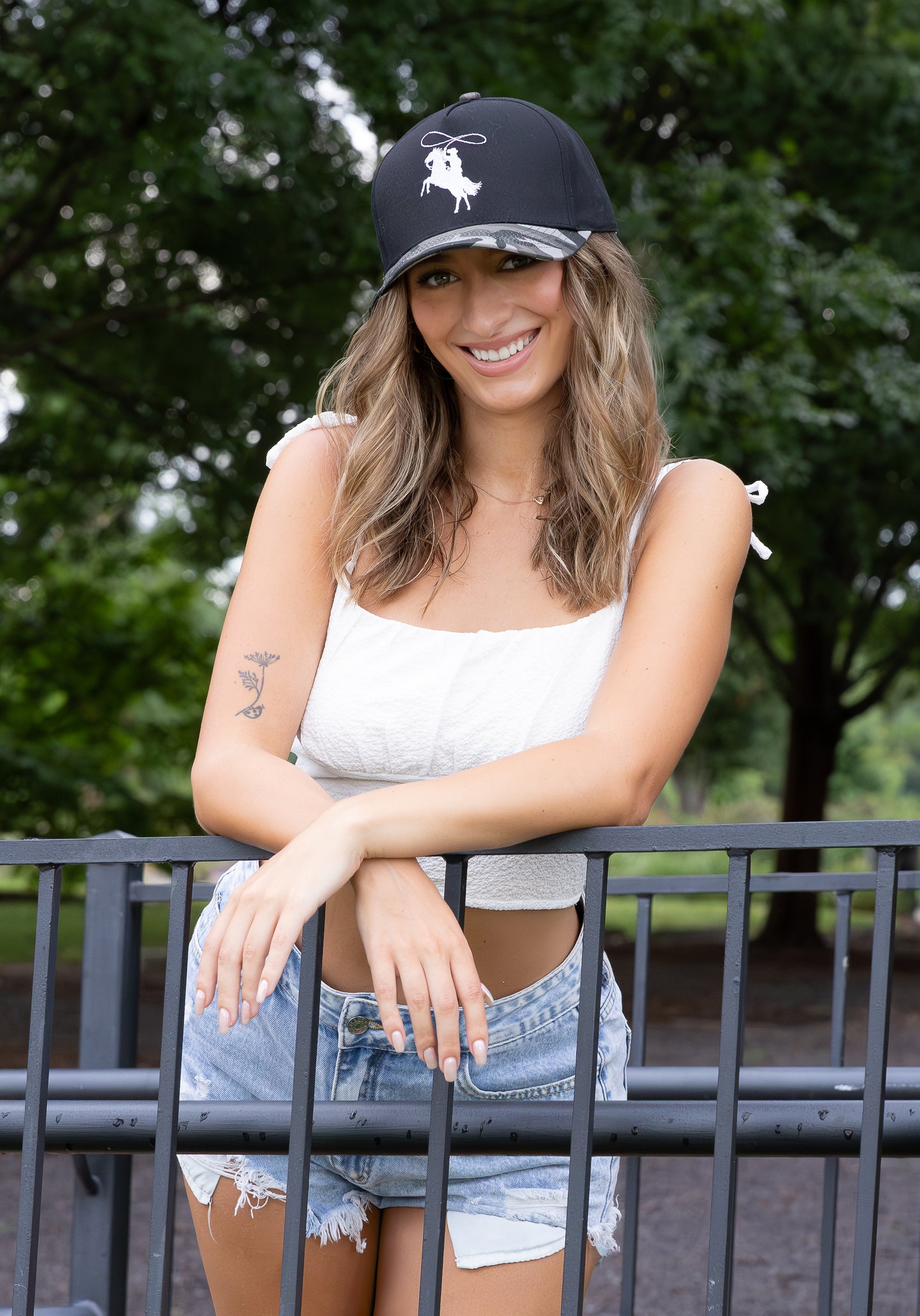 Cowboy Black Hat with Camo Brim