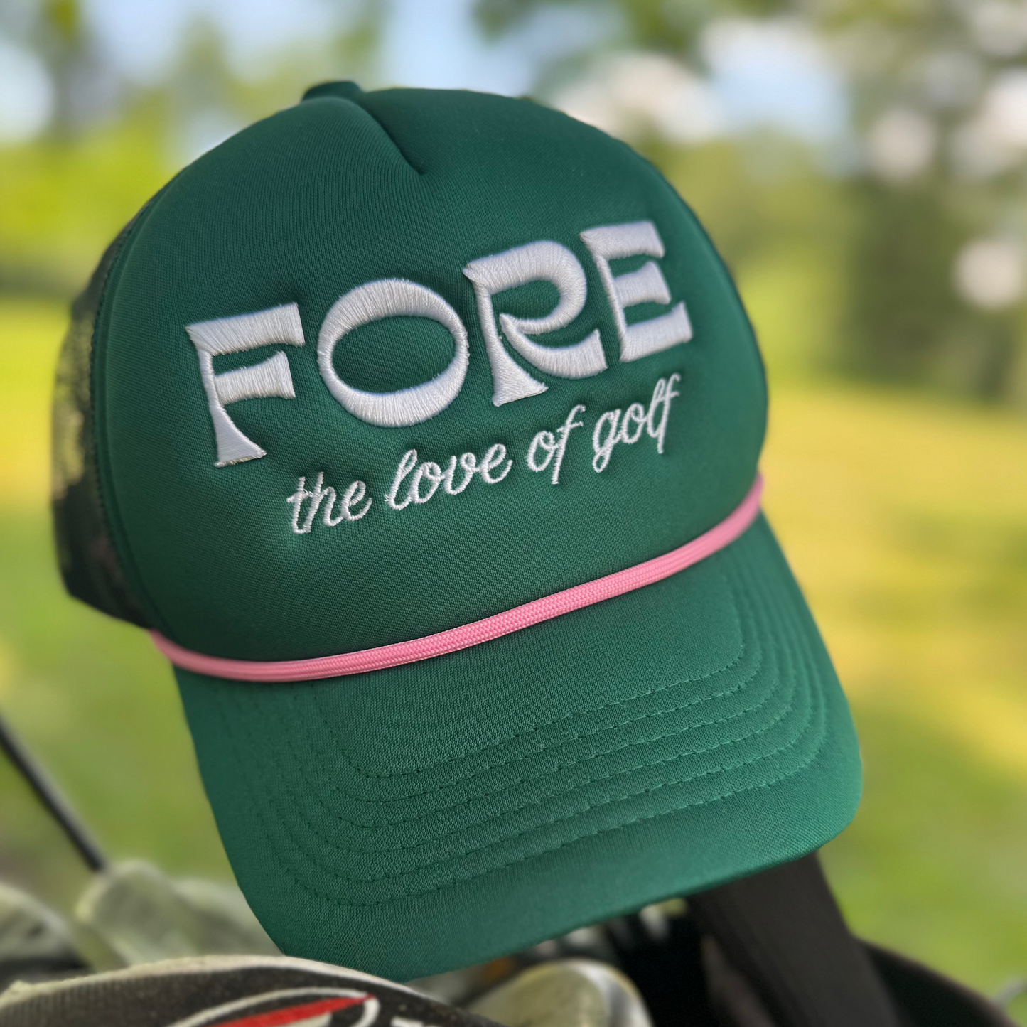 Green Women’s Golf Hat with Pink Rope