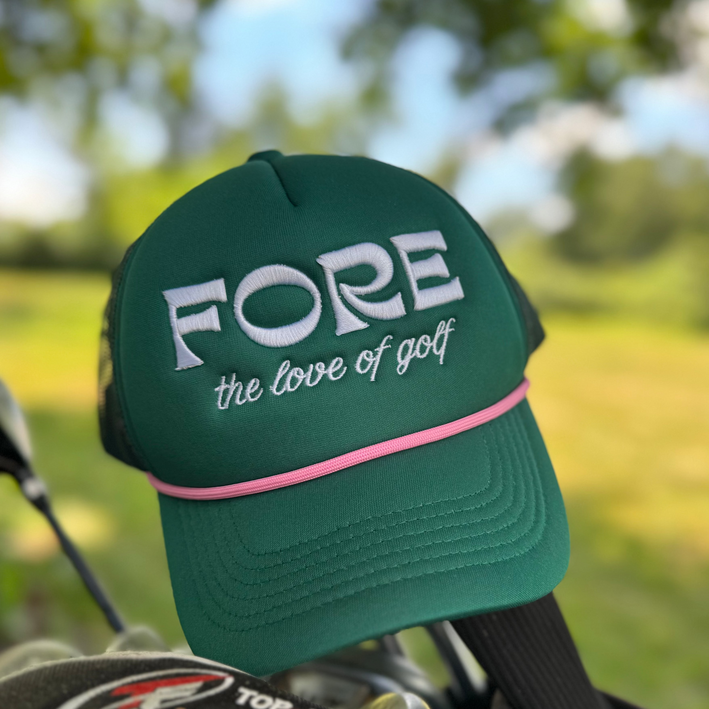 Green Women’s Golf Hat with Pink Rope