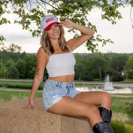 Dolly Dad Hat White & Red