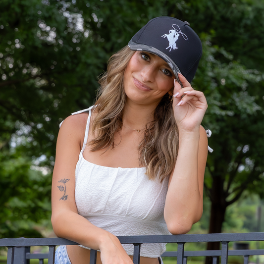 Cowboy Black Hat with Camo Brim