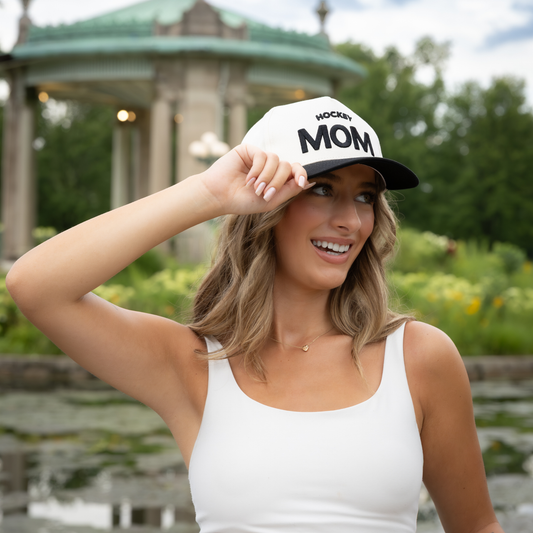 Tan & Black Two-Tone Hat: Hockey Mom
