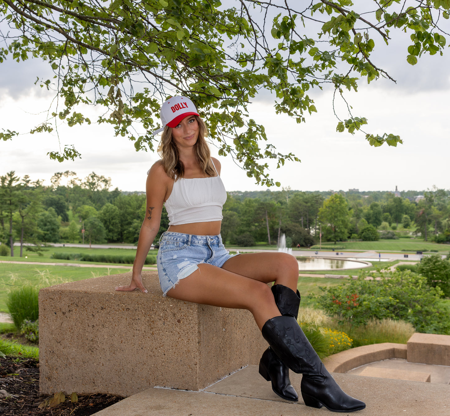 Dolly Dad Hat White & Red