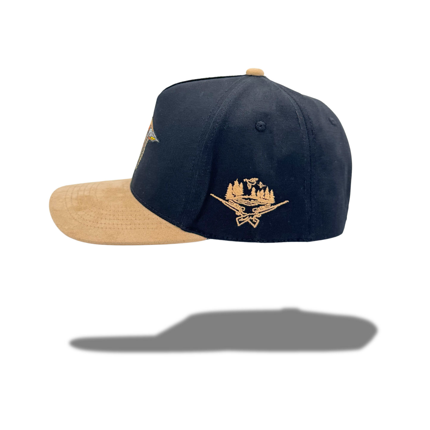 Tan Suede Brim & Black Duck Design with Shotgun Embroidery