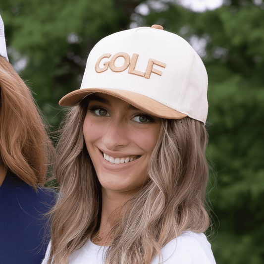 Tan & Brown Suede Brim Golf Hat