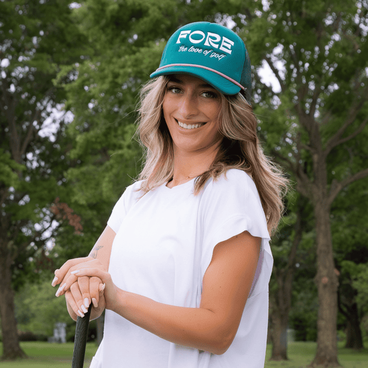 Green Women’s Golf Hat with Pink Rope