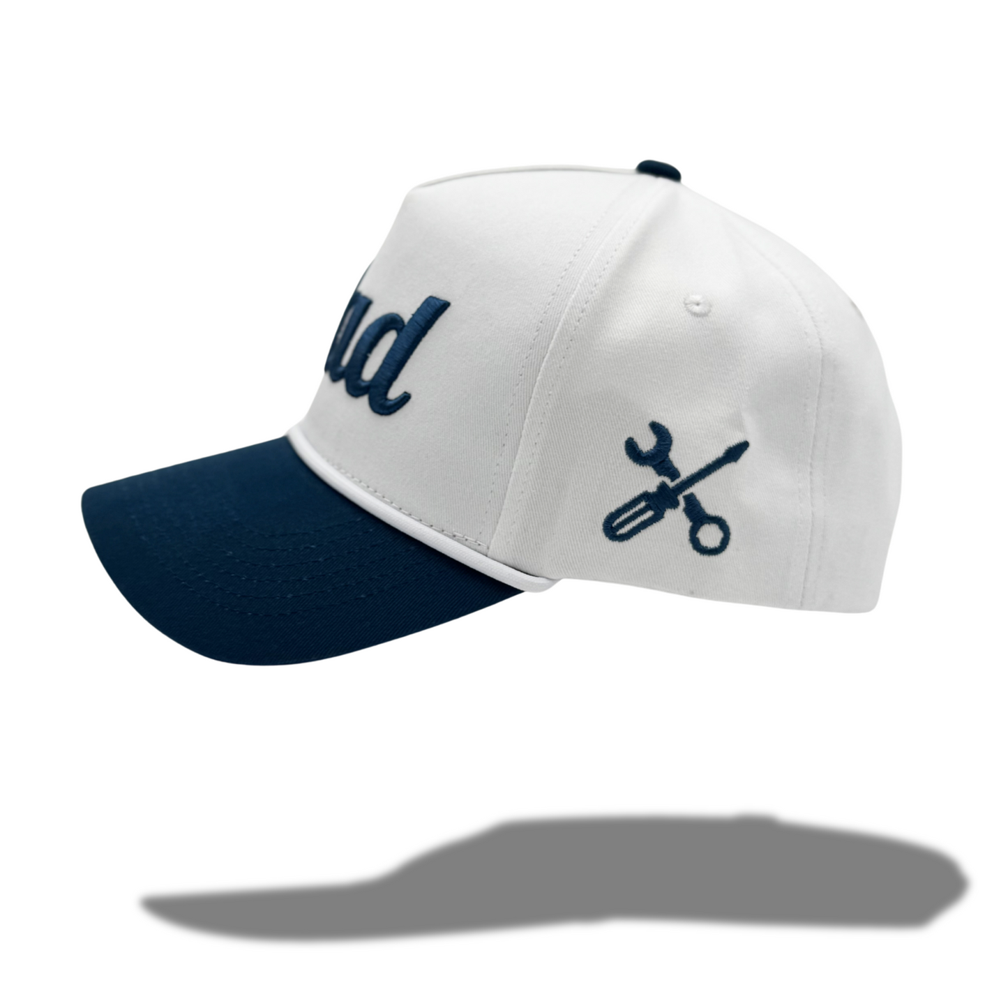 White Rope Hat with Dad Embroidery