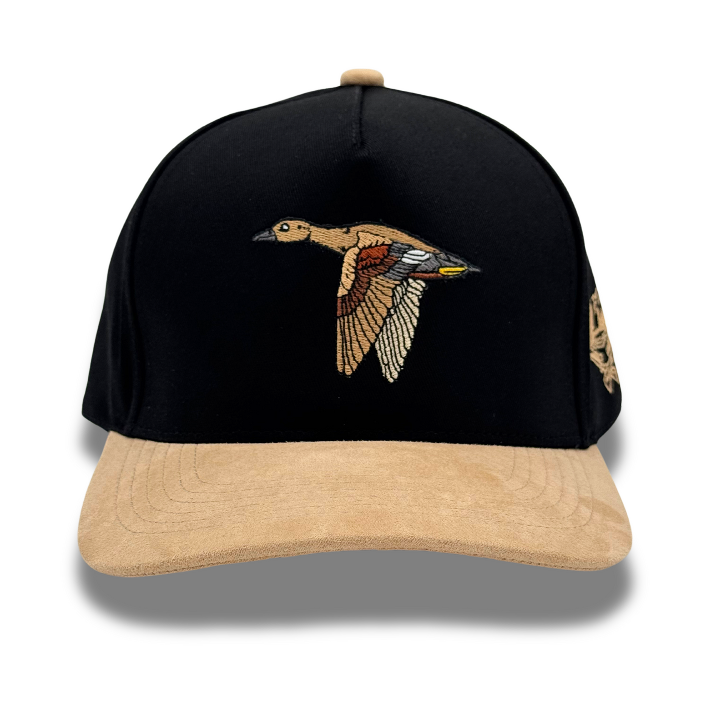 Tan Suede Brim & Black Duck Design with Shotgun Embroidery