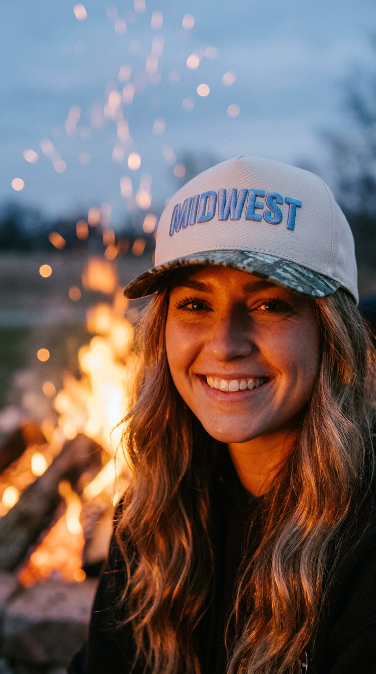 Midwest Camouflage Trucker Hat Blue Embroidery