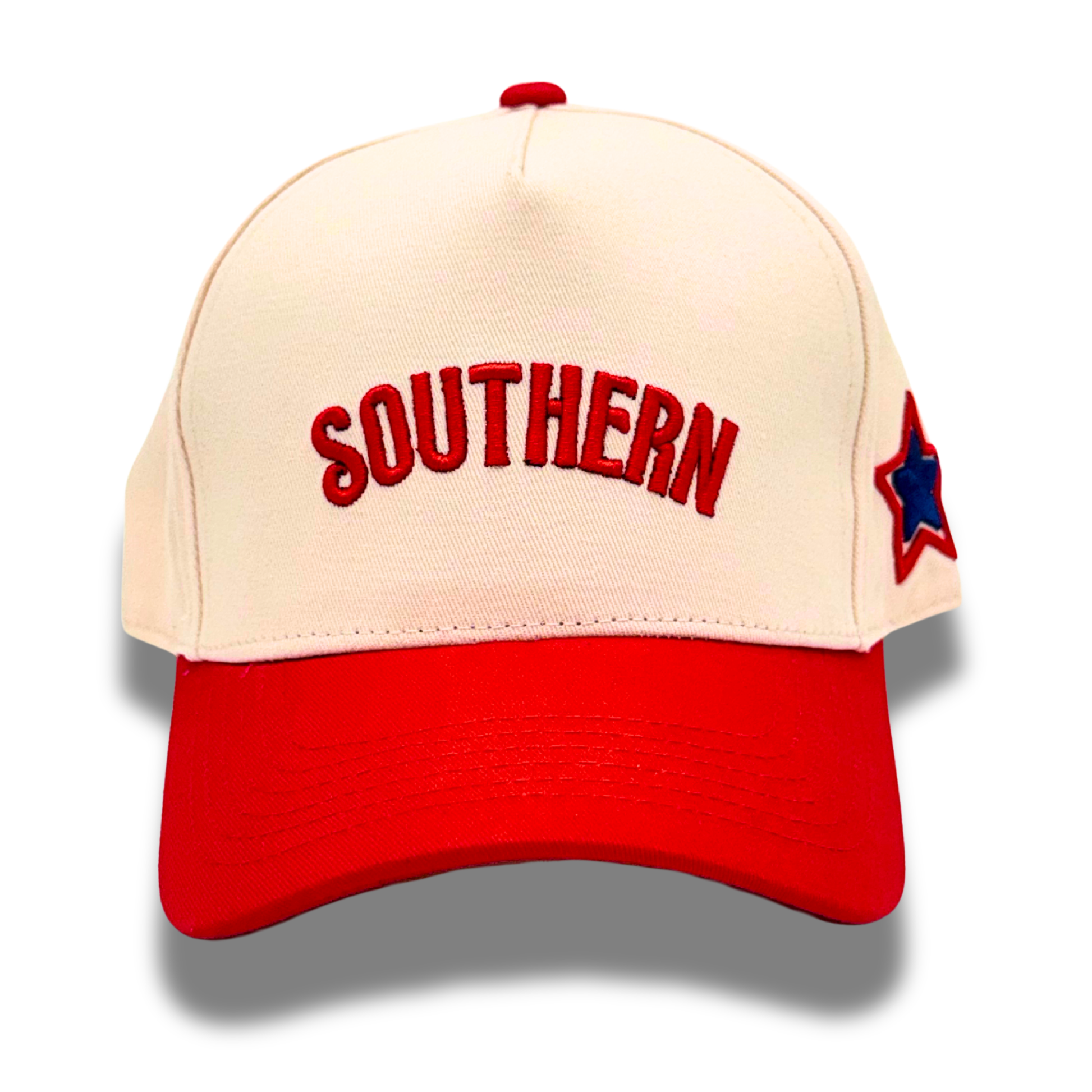 southern hat tan red blue