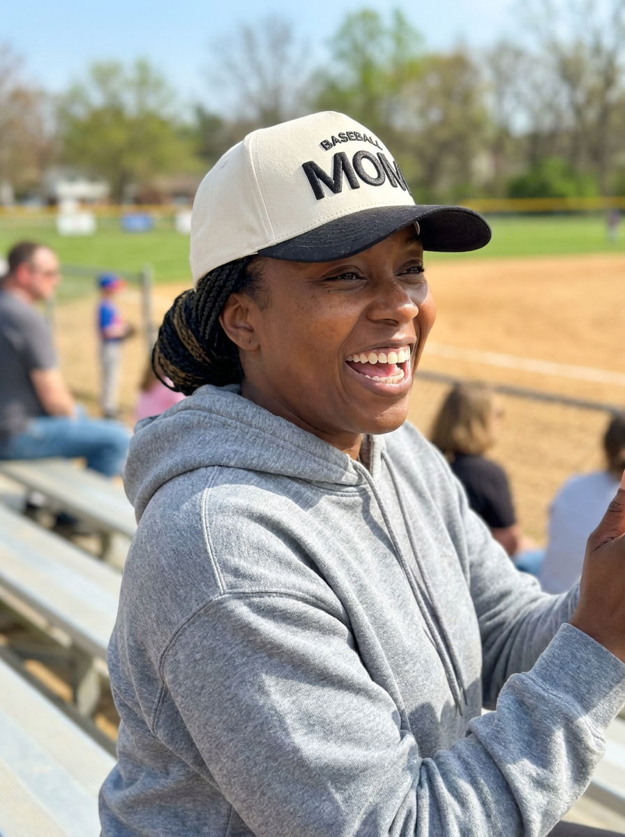 Tan & Black Two-Tone Hat: Baseball Mom