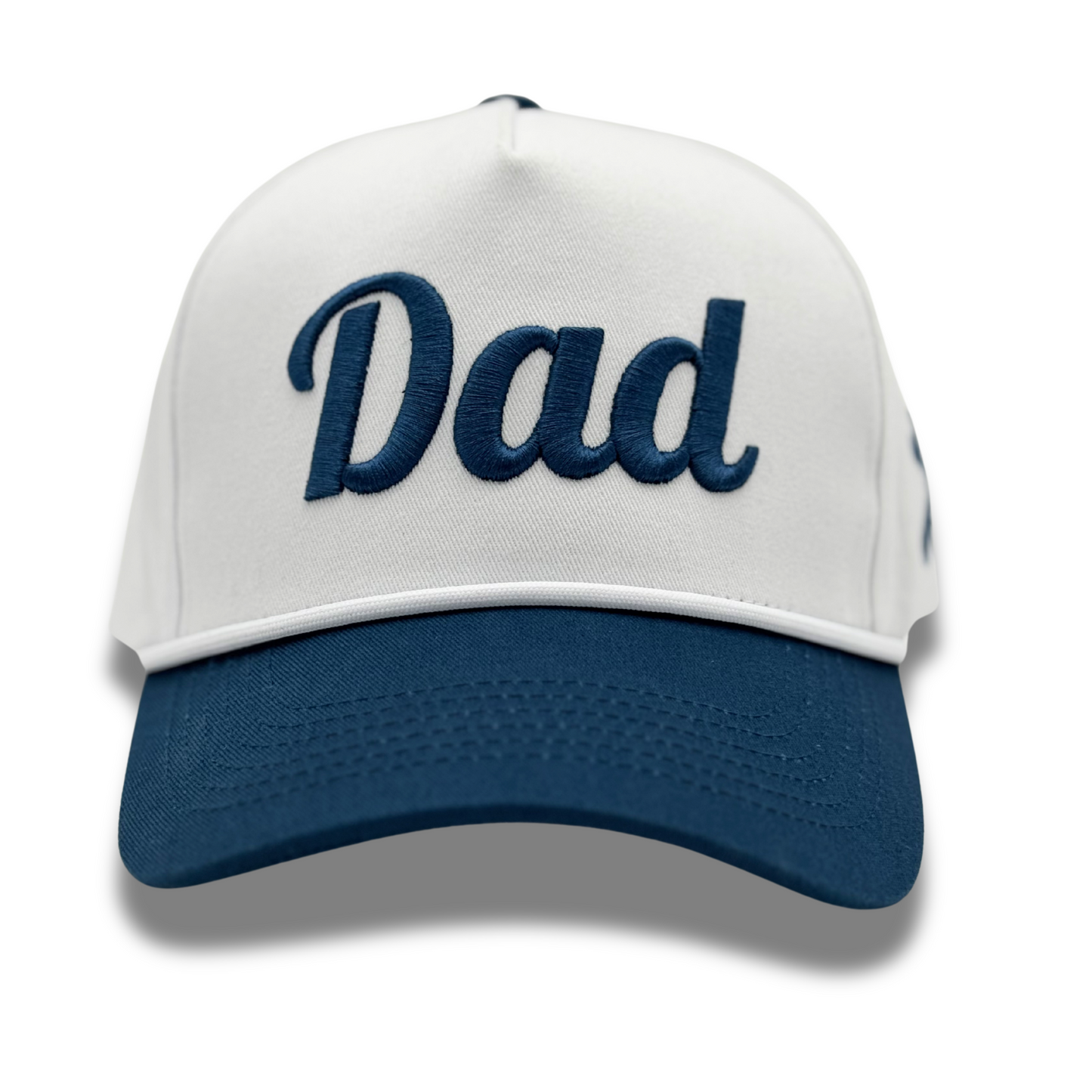 White Rope Hat with Dad Embroidery