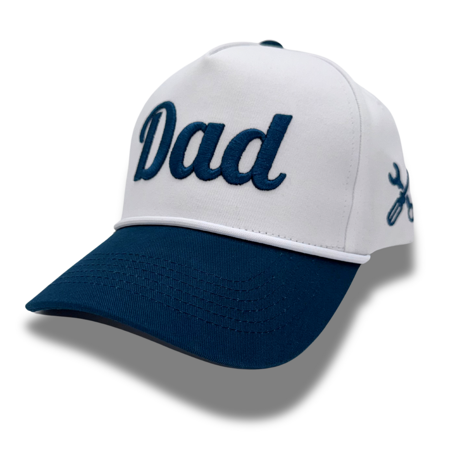 White Rope Hat with Dad Embroidery